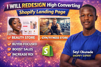 redesign high converting shopify beauty landing page, gym and fitness store
