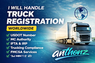 handle truck registration worldwide, mc authority, usdot, irp, boc 3 and fmcsa