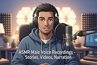 record smut anime male voiceover for sfw nsfw asmr narration, deep erotic audio