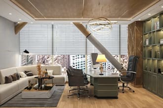 design classic office interior,  set modern office furniture, 3ds max rendering