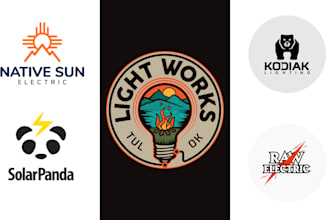 modern solar panel, power, energy, electrical company logo design