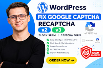 fix wordpress google captcha, recaptcha, v2, v3, block spam, captcha form