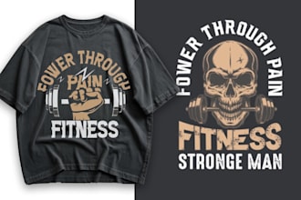 do custom fitness gym t shirt and typography design