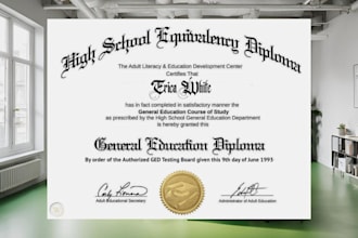 high school diploma, master degree ged college transcript, checkable certificate