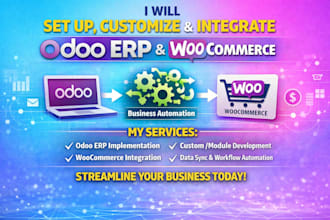 set up, customize, and integrate odoo erp with woocommerce