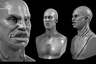 sculpt 3d head, scale size head, miniature, action figure for 3d stl file print