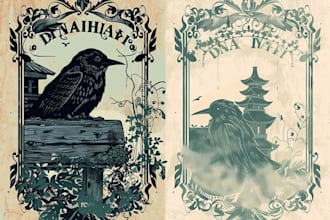 draw dark art illustration with vintage engraving style