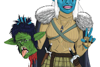 digitally draw your character portrait in my freehand style