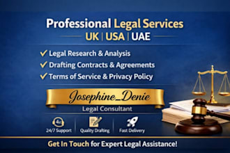 draft legal documents tos privacy policy and conduct legal research UK, USA, uae