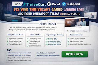 fix wix thrivecart carrd landing page wishpond ontraport tilda business website
