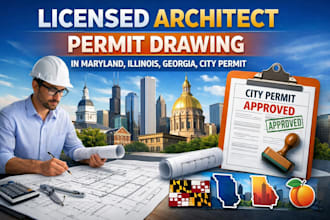 licensed architect permit drawing in maryland, illinois, georgia, city permit