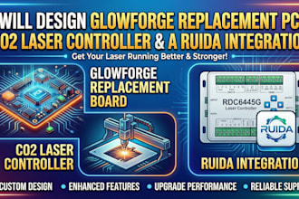 design glowforge replacement pcb, co2 laser controller and ruida integration
