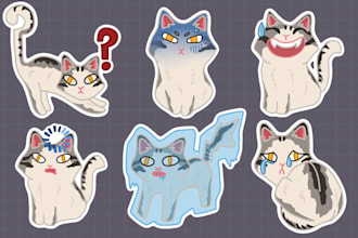 draw sticker design or clip art illustration