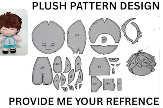 design plush sewing pattren for toy stuffed animal tech pack oc character ych