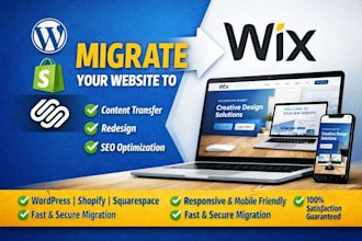 migrate website to wix from wordpress shopify squarespace or HTML