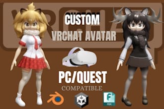 create custom vrchat avatar anime furry 3d model with full setup
