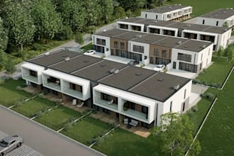 remodel modern residential estate,townhouse development, rooftop building render