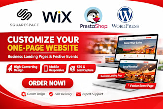 customize squarespace one page website business sales landing page local festive