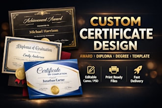 do custom award certificate, degree, diploma, and certificate design template