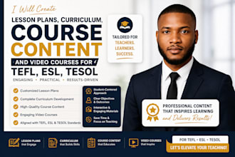 create lesson plans curriculum course content video course for tefl, esl, tesol