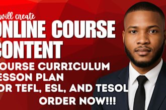 create lesson plans curriculum course content video course for tefl, esl, tesol