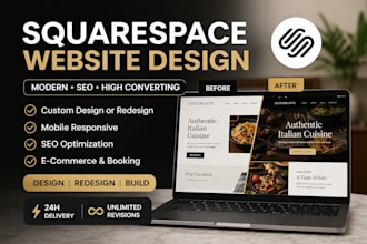 design or redesign modern squarespace website with SEO and full customization