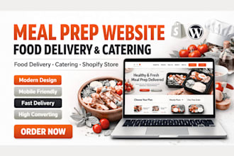 design meal prep website food delivery, catering website meal prep shopify store