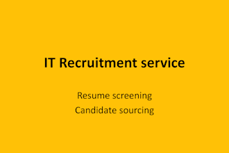 do resume screening, candidate sourcing and IT recruitment support