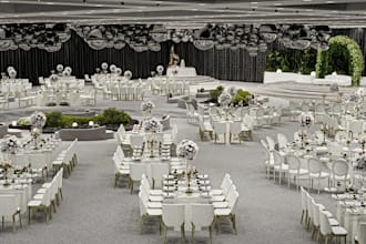 redesign 3d wedding hall interior,biophilic luxury layout,8k,4k cgi rendering
