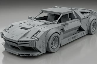 build custom 3d lego moc 3d vehicle car model with instruction, wrap, part list