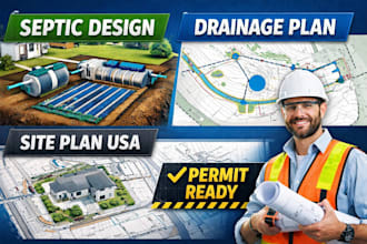 create septic layout, drainage solution and site engineering plans USA