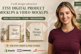 design realistic etsy mockup or videos for digital products, wall art on etsy