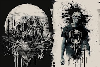 make dark art, horror or skull illustration tshirt design