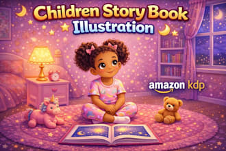 illustrate children story book illustration, watercolor illustration kids book