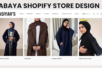 design luxury abaya shopify store islamic clothing modest fashion website