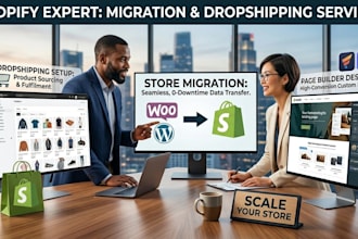 setup a shopify store, ecommerce development, wordpress to shopify migration