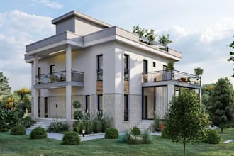 renovate house exterior, landscaped garden, rooftop terrace,backyard,real estate