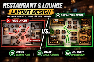 design restaurant and lounge floor plans, seating charts and VIP layouts
