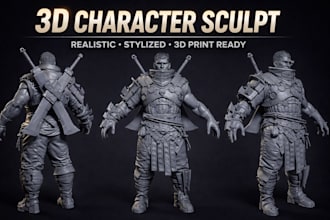 sculpt realistic or stylized 3d sculpting miniatures for games and 3d printing