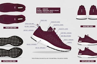 design shoe techpack sneaker footwear sandal boots heels ready for manufacturing