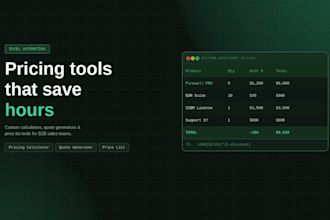 build a custom excel pricing calculator or quote tool for your business