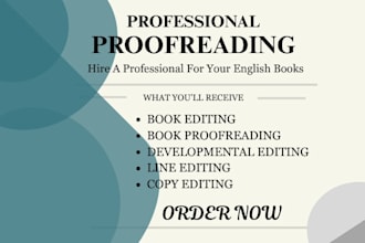 proofread english text, grammar check, copy editing, book editing