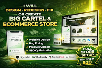 create big cartel godaddy prestashop showit square online website store design