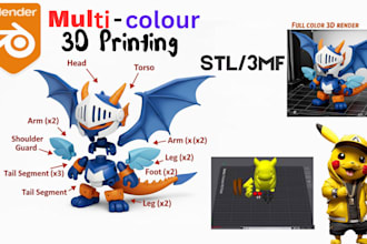 add multicolour to 3d model stl to 3mf split, slice parts convert 2d to 3d