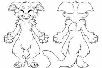 draw a simple furry reference sheet for 5 dollars