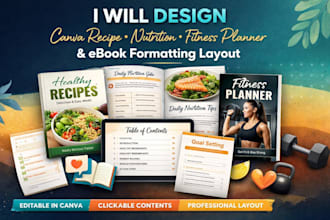 design canva recipe nutrition fitness planner ebook formatting layout
