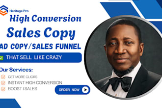 write irresistible sales copy for sales funnels with email , ads, sales page