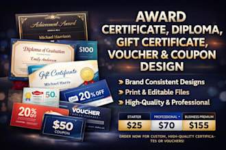 do award certificate, diploma, gift certificate, voucher and coupon design