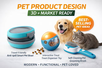 design pets products design, dog product like smart pet feeder, pet grooming kit