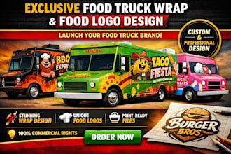 do exclusive food truck wrap design , food logo design